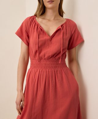 Coastal Double Gauze Boho Midi Dress